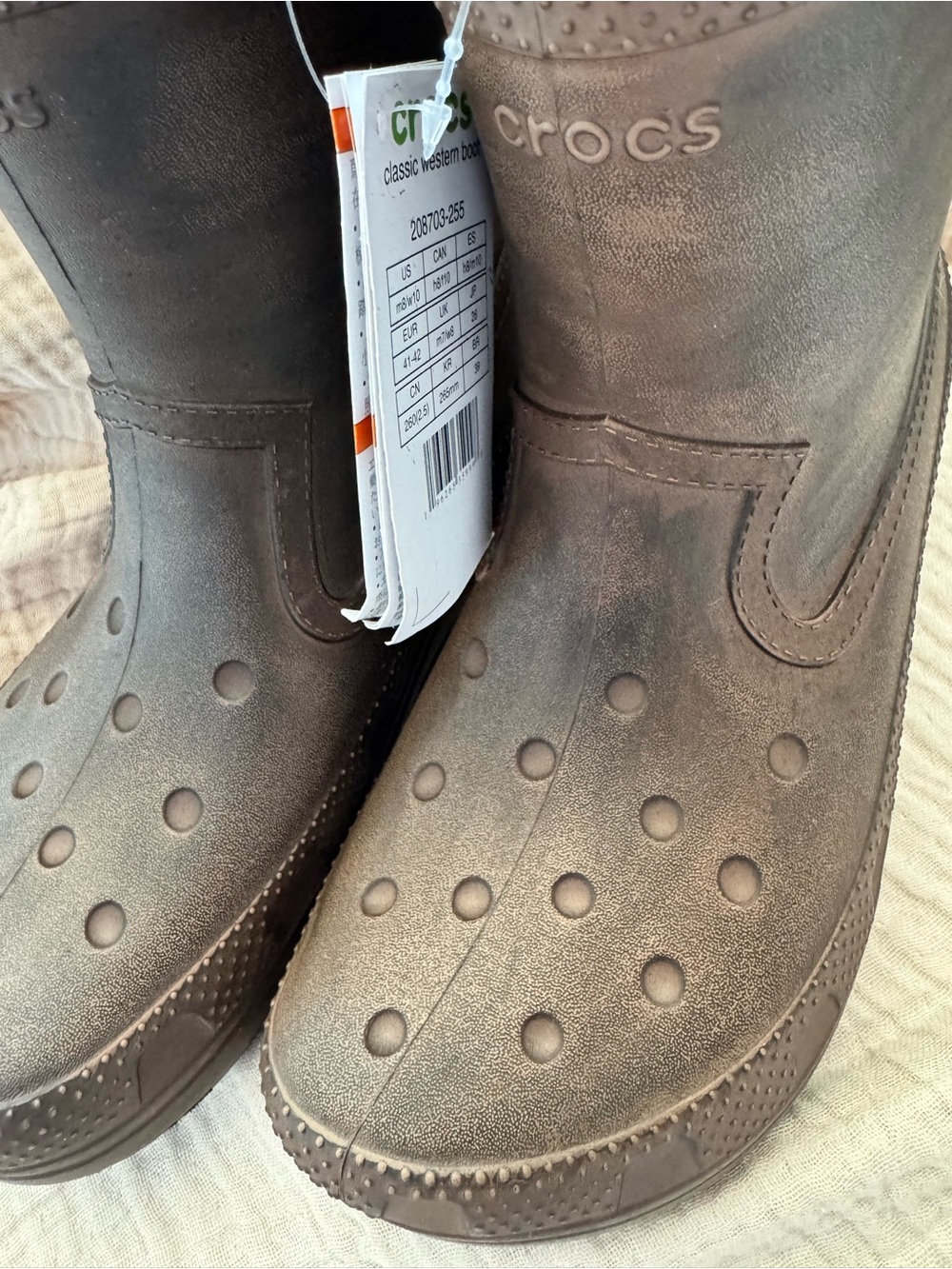 CROCS Brown Classic Western Waterproof Boots size 10